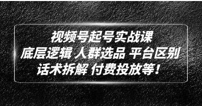 底层逻辑《视频号起号实战课》话术拆解，付费投放网赚项目-副业赚钱-互联网创业-资源整合智库魔方