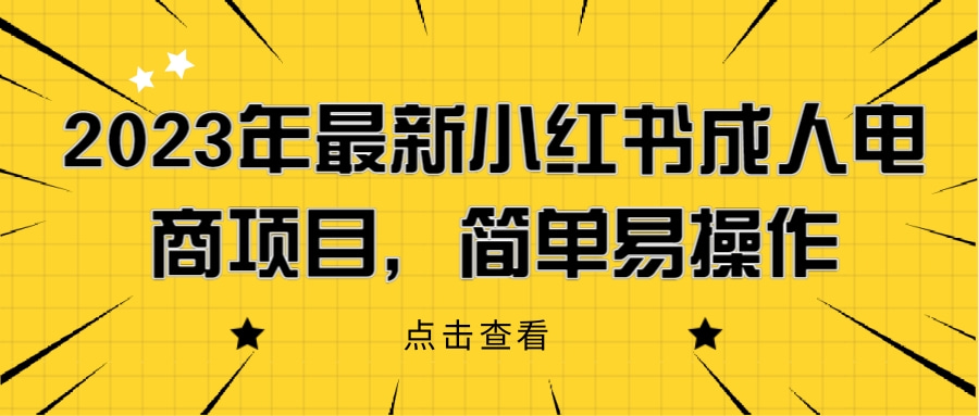 2023年最新小红书成人电商项目，简单易操作【详细教程】